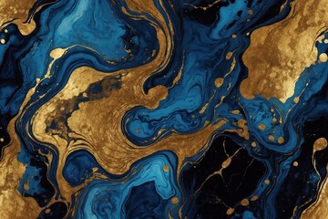 blue acrylic background, golden swirls texture