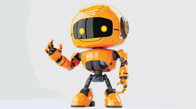 Friendly positive cute cartoon orange robot with smile