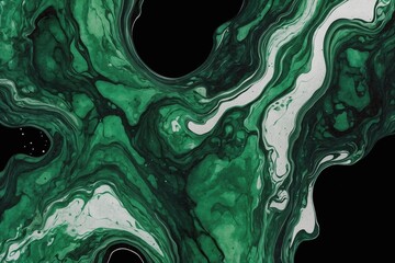 green acrylic paint, liquid white and black swirls backdrop