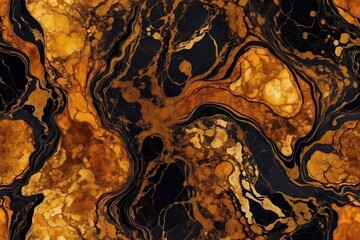 amber and bronze marble fluid on black background