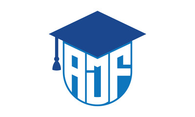 ADF initial letter academic logo design vector template. school college logo, university logo, graduation cap logo, institute logo, educational logo, library logo, teaching logo, book shop, varsity