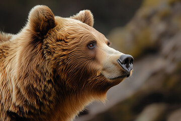 illustration of a brown bear in wild nature. Created with Generative AI	
