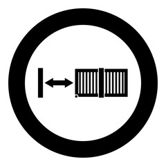 Sliding gates automatic lattice fence system entry enclosure icon in circle round black color vector illustration image solid outline style