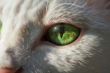 Extreme close up of cats green eye