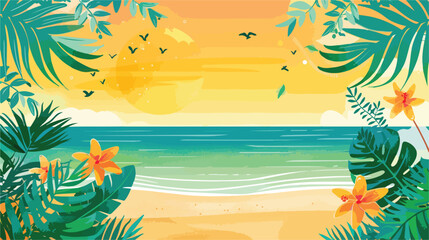 Fototapeta na wymiar Summer illustration vector day for summer time background