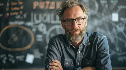 mathematician on white background