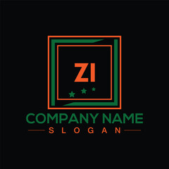 ZI alphabet letter logo design with creative square shape