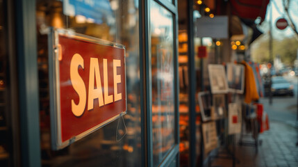 Sale concept image with a Sale sign in a shop window