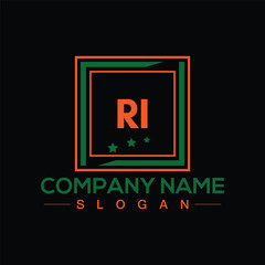 Creative letter RI unique logo design template for company