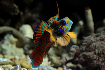 Mandarinfish or Mandarin dragonet, beautiful indonesia marine fish