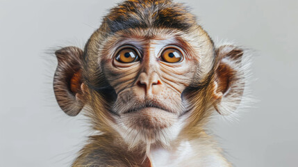 monkey on white background - obrazy, fototapety, plakaty