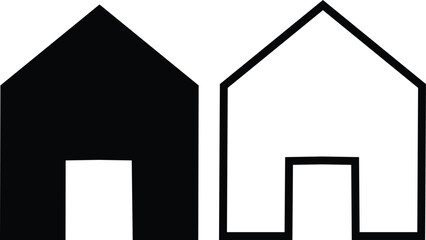 Home icons set. House symbol real estate objects and houses black flat and line vector collection isolated on transparent background. Investment, Residential Building, City, Apartment, web and app.