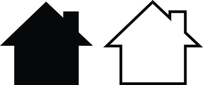 Home icons set. House symbol real estate objects and houses black flat and line vector collection isolated on transparent background. Investment, Residential Building, City, Apartment, web and app.