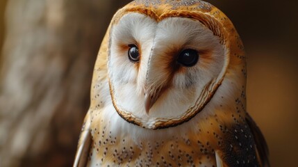 close up view of common barn owl Tyto albahead.Ai generated