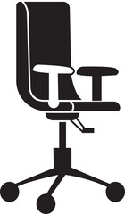 Office chair or logo in modern Fill style. High quality black filled pictogram for web site design and mobile app. Furniture for office Interior vector illustration isolated on transparent background.