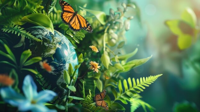 Illustration Earth Day or World Wildlife Day concept. Ai generated