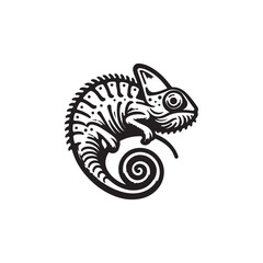 chameleon tattoo vector illustration | chameleon black and white logo illustration