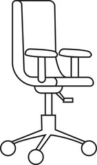 Office chair in modern line style with editable stock. High quality black outline pictogram for web site design and mobile app. Furniture for office Interior vector isolated on transparent background.