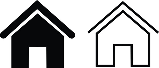 Home icons set. House symbol real estate objects and houses black flat and line vector collection isolated on transparent background. Investment, Residential Building, City, Apartment, web and app.