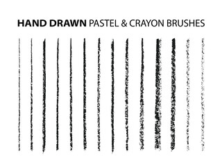 Hand Drawn Pastel & Crayon Brushes. Vector illustration.