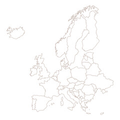 Obraz premium Europe outline map. Hand draw detailed Europe continent map with separated outline for each country.