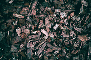 A close up of wood chips texture pattern