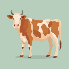 cow flat vector cartoon style illustration