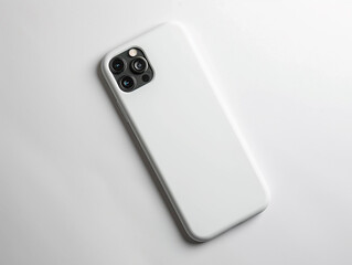A white phone case isolated on a white background, showcasing its sleek design and minimalistic style. The clean, simple presentation highlights the product's color and texture, making it ideal for sh