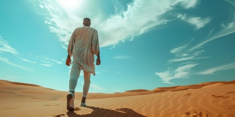 sesión de fotos nueva colección de moda sostenible contra el cambio climático, modelo posando en el desierto con ropa de lino blanco