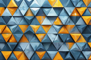 Abstract hyperrealism 3d background geometric triangle shape background with the colors yellow