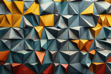 Fototapeta premium Abstract hyperrealism background geometric triangle shape background with the colors yellow
