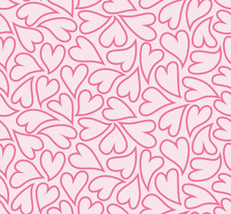 cute love heart line out seamless pattern.