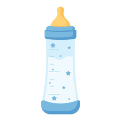 Baby bottle with milk for a boy. Vector illustration.