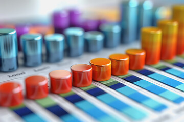 Obraz premium Graph charts that are models are inside the office. Show financial balance. AI generated