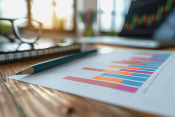 Fototapeta premium Graph charts that are models are inside the office. Show financial balance. AI generated