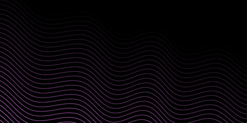 Abstract background with waves for banner. Medium banner size. Vector background with lines. Element for design isolated on black. Black and pink gradient. Brochure, booklet. Love, night, dark