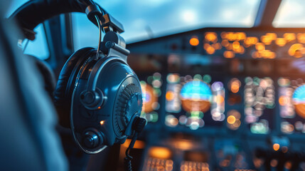 pilot headphones on white background