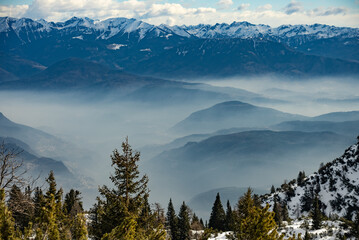 Ski resort Paganella Andalo, Trentino-Alto Adige, Italy. Ski slopes and snow holidays in Andalo in...