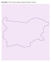 Bulgaria plain country map. Medium Details. Outline style. Shape of Bulgaria. Vector illustration.