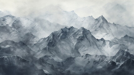 Fototapeta na wymiar Hand drawn Mountain Peaks background