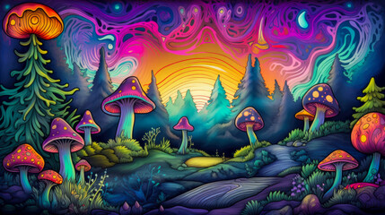 Mushrooms Magic Psychedelic artwork