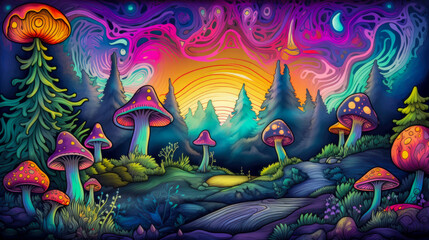 Mushrooms Magic Psychedelic artwork