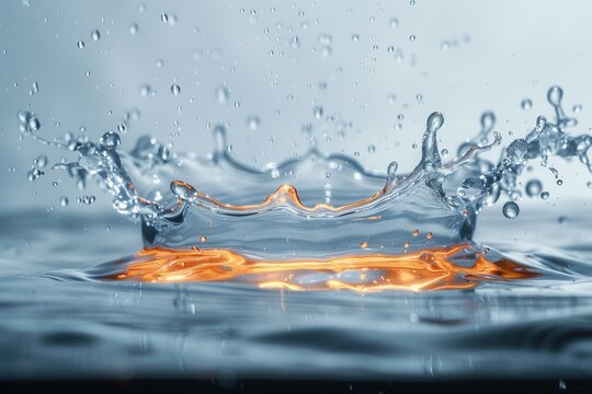 Dramatic water splash captured in high speed action photography