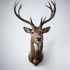 deer head trophy on white

