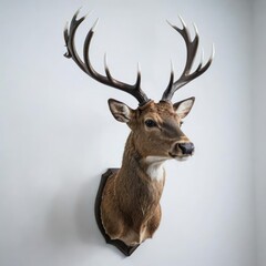 deer head trophy on white
