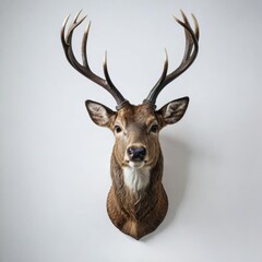 deer head trophy on white
