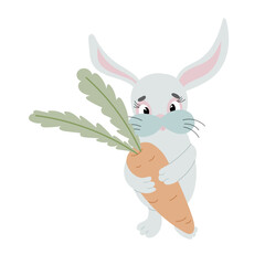 An Easter bunny cartoon rabbit holding a giant Easter egg illustration