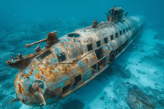 Submerged relic: abandoned sub at sea floor