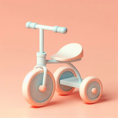 A cute tricycle in pastel colors.