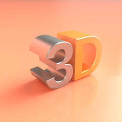 Silver and gold 3D logo. Peach Fuzz background color. 3D rendering.
